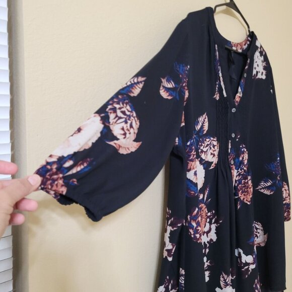 Melissa McCarthy Seven7  Lone Sleeve Pleated Tunic 1X Bloomcore Dark Cottagecore - Picture 5 of 7